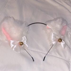 White fluffy headband kitty ears’ “.•*